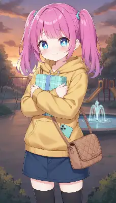 プレゼントを抱き締める少女