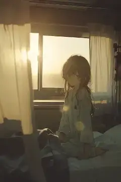 窓から見る夕日