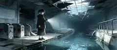 改札内の水路