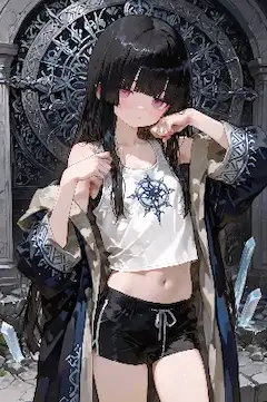魔法の扉の前の少女