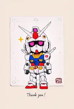 サングラス姿のミニガンダム、感謝を届ける
