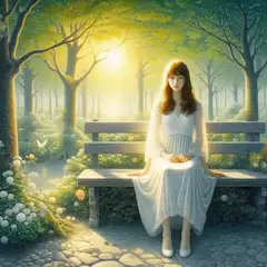 公園のベンチの女性 b-2