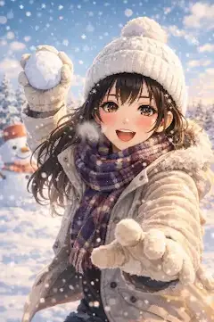 雪玉を携えた冬の少女の冒険