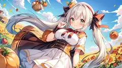 秋風に舞う銀髪と果実の祝福