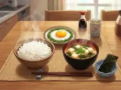 朝の光に包まれた穏やかな朝食