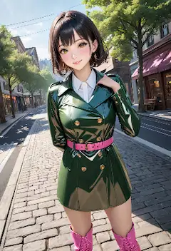深緑のトレンチコート