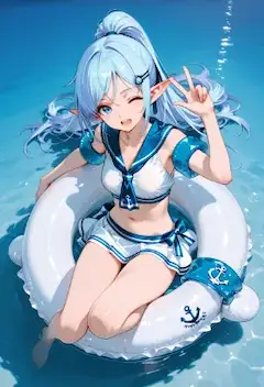 笑みの芽吹き、浮き輪の影にほどける色