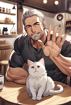 おじさま達の猫カフェ