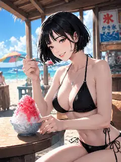 海辺で溶ける夏の甘いひととき