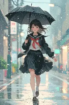 雨の街で出会う運命の瞬間