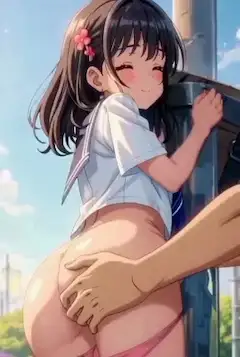 公園でセーラー服少女のお尻を触りまくり