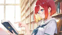図書館でキメ