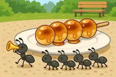 アリたちの団子大行進