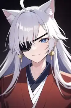 和風バーバリーの猫耳眼帯男子を作りました