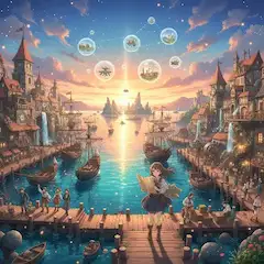 浮かぶ世界を繋ぐ港の地図少女
