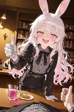 バニー耳少女の元気サムズアップ