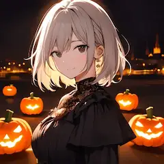 ハロウィンの銀髪少女