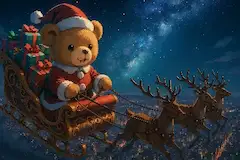 星空を駆けるクマのサンタ冒険