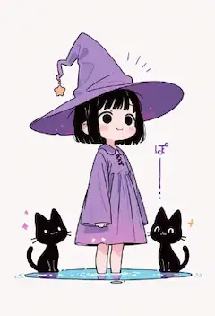 小さな魔女と黒猫の雨あそび
