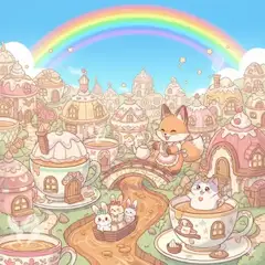 お菓子王国の虹色ティーパーティー