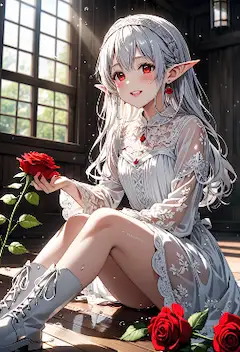 白髪エルフと秘密の赤いバラ