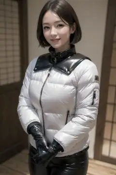 襟が特徴的なダウンジャケット