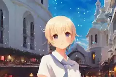 A kawaii girl in downtown