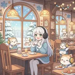 雪猫カフェの温かな午後