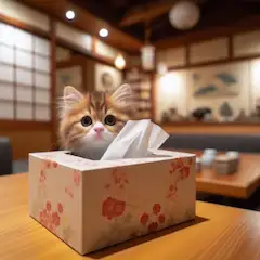 箱ティッシュ猫