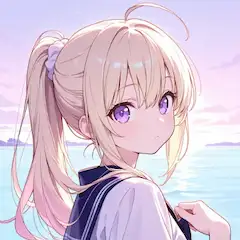 海辺の少女と夕陽のささやき