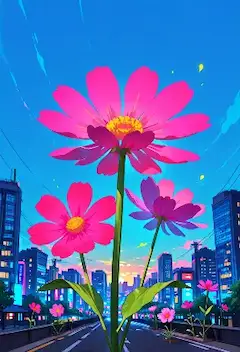ネオン街に咲く巨大花の奇跡