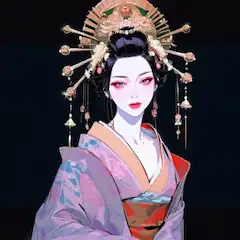 闇に輝く花魁の美