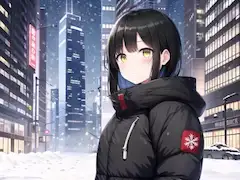 雪のビル街