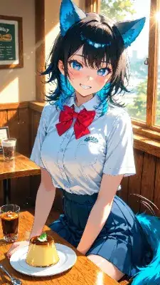 🐺🍮 プリンの日「うっま！これもう一個頼もうぜ！」ウル子、秒で気に入る