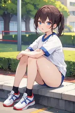 屋外で運動