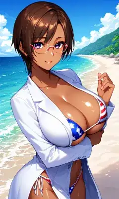 リサさん　星条旗ビキニ+白衣