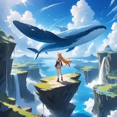 空を泳ぐ巨鯨と狐耳の冒険者