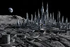 ある並行世界の架空風景３１『惑星ニドラスの各衛星にあるコスモス（”秋桜”）シティー群と関連施設』