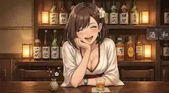 美女の巫女と二人で楽しいサシ飲み
