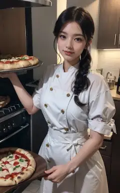 ピザ職人のお姉さん(3枚)