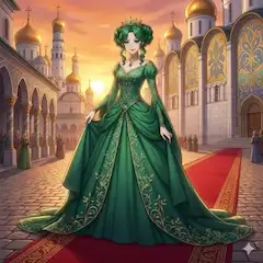 夕陽に輝く緑の姫