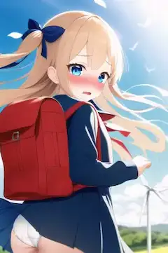 金髪少女と突風