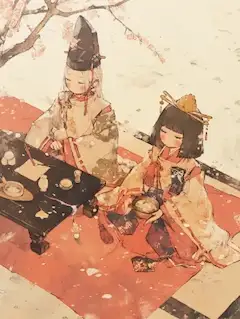 桜舞う庭