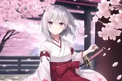 桜の下の侍