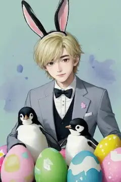 お題…『ペンギン』  とスタジオにて撮影する己卯(つちのとう)さん♡