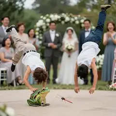 トンボと♪カエルが♪結婚♫結婚♫しーたー♪♪♪