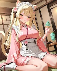 桜メイド猫娘のミントチョコ休日