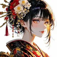 花と金の髪飾り