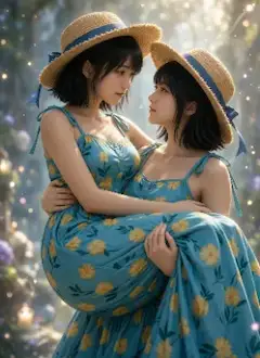 光の庭で寄り添う双子