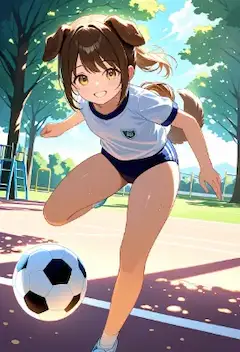 犬耳娘さんの公園サッカー